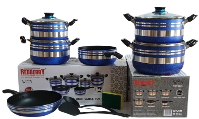 Redberry Neon Non stick cookware set 13pcs. Navy blue #RBNC339