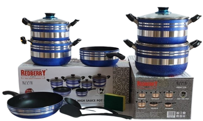Redberry Neon Non stick cookware set 13pcs. Navy blue #RBNC339