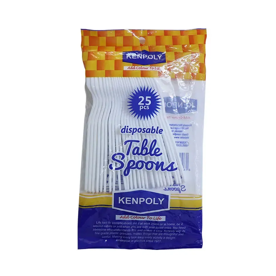 Kenpoly Disposable Plastic Spoons - 25 Pieces Pack