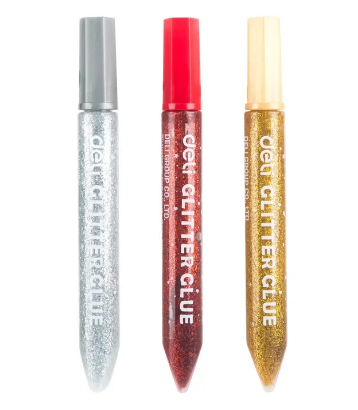 Deli glitter glue 12ml x 3 colours A71001