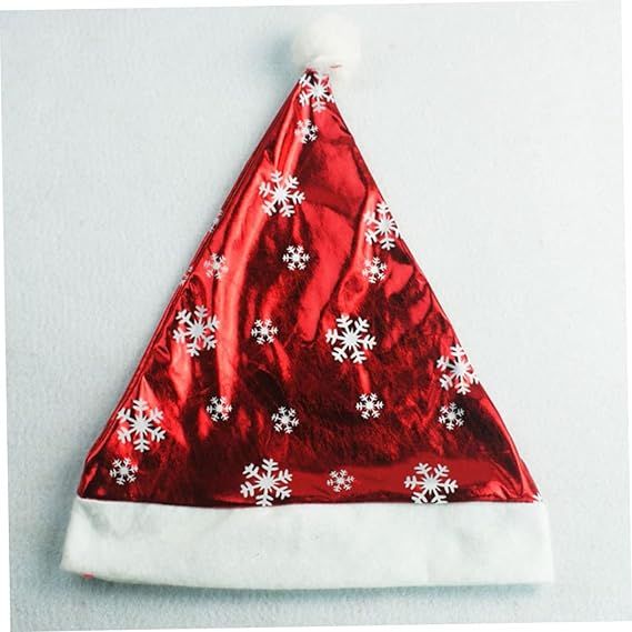 Christmas Shiny Red Hat With White  Flower Printed On It 38X29Cm #6122