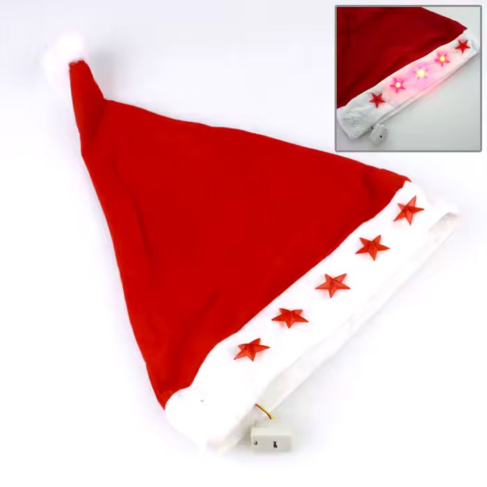 Red Christmas Hat With  Light For Adult 30*38Cm #SYMZB1124104