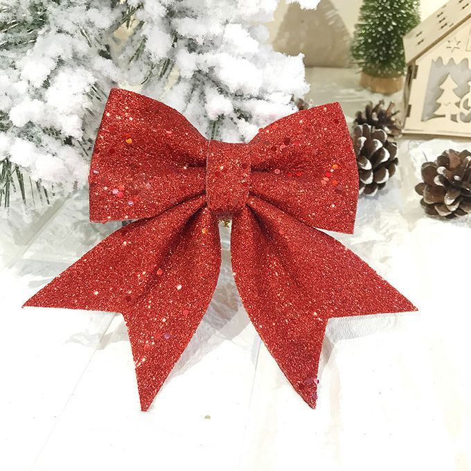 Christmas Ribbon Bow With Paillette  Decorate, Red 19*21cm #SYHDJA-3224054