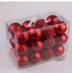 Christmas decoration 6cm red plastic Christmas ball,matt  painted,matt,glitter each 6pcs #SYQC- 0124002