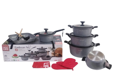 Redberry 16-Piece Granite Coating Cookware Set uc23316