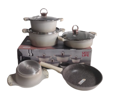Redberry 9-Piece Non-Stick Granite Coating Cookware Set (Black or Beige) U0909D