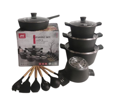 Redberry 16-Piece Non-Stick Granite Coating Cookware Set J1516