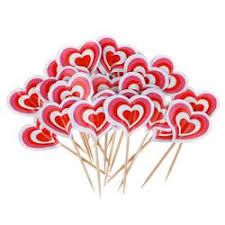 Heart shaped decorated toothpicks 50pcs T002