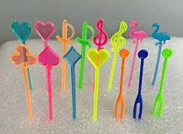 Colorful Plastic Cocktail Forks Music Logo Shaped  - Bag of 50 PCS F008