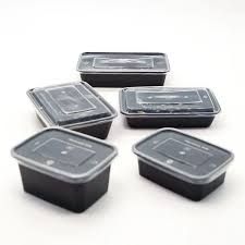 Super Touch black microwavable container rectangular 500ml with clear PP lid 25pcs pack STPL180