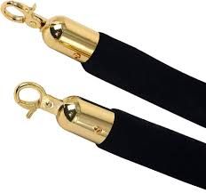 Stanchion Rope - Velvet Rope 28x1500mm With Hooks, Gold (Model ROPE2-GD)