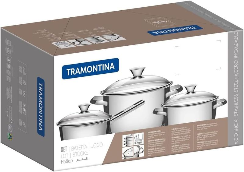 Tramontina 65360/084 4-Piece Stainless Steel Cookware Set