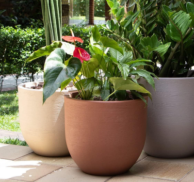 Tramontina 92766-110 Laos Plant Pot Plastic Planter Anthracite Diameter 33 x Height 28 cm Volume 14 litres, 28cm, Terracota