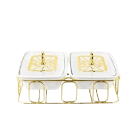 Signature 12" twin rectangular casserole with warmer rack SG-3270D-R31