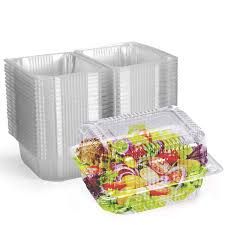 Clear Rectangular 10pcs food containers with lid,1L deep  multipurpose techpack punnets containers for food, refrigeration