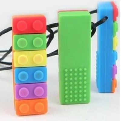 5-Piece Silicone Chewy Necklace Set - Sensory Relief for Kids ( CHEWY-BLOCKS )