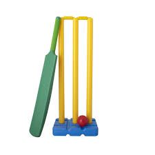 Plastic Cricket Set - 1 Bat, 3 Stumps, 2 Bails, 1 Base, 1 Ball (CRICKET-PL-SET)
