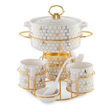 Signature 17pcs porcelain soup set. 6 soup bowls,6 soup spoons SG-CX1526