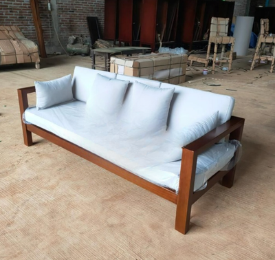 Modern Outdoor Daybed Chair with Cushions 3 seater 190cm Mahogany Wood