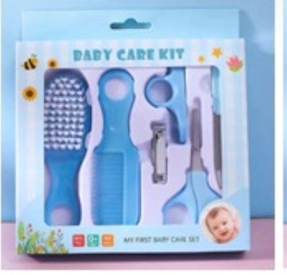 Baby Grooming Set. Comb, Nail Clipper, Brush, Scissor &amp; File in Window Box JR-5001