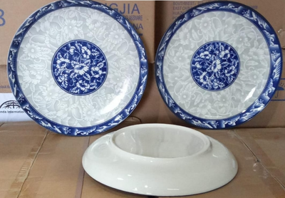 KitchenPro Blue and White Porcelain Ceramic Plate 10.5&quot; (12776)