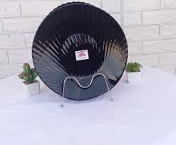 KitchenPro 12-Inch Black Glass Scallop Plate (07115)