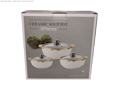 Sundabest 3-Piece Ceramic Soup Pot Set (11263)