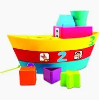 Funskool 4 in 1 Fun Stack, Sort &amp; Push Boat Multicolor Age- 12 Months &amp; Above