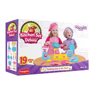 Funskool Giggles Kitchen Set Deluxe: 19-Piece Play Kitchen Set