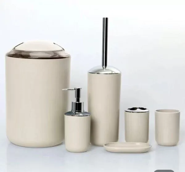 CK 6pc Bathroom Accessories Set with Chrome Accents