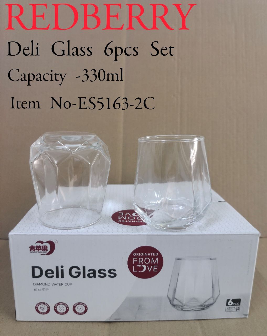 Deli Whisky Glass -clear glass set of 6 #ES 5163- 2
