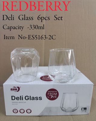 Deli Whisky Glass -clear glass set of 6 #ES 5163- 2