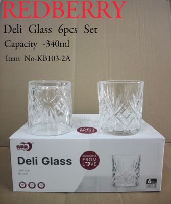 Deli Whisky Glass -clear glass set of 6 #KB103- 2A