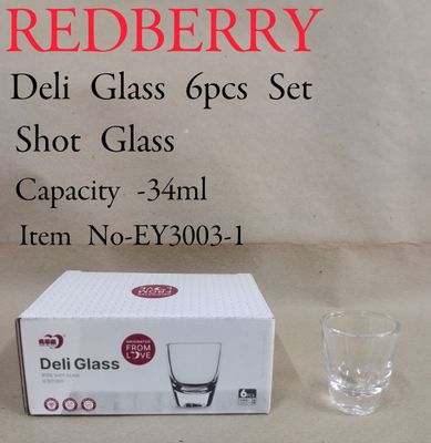 Deli Shot Glass 32ml -Clear Glass set of 6 EY 3003-1
