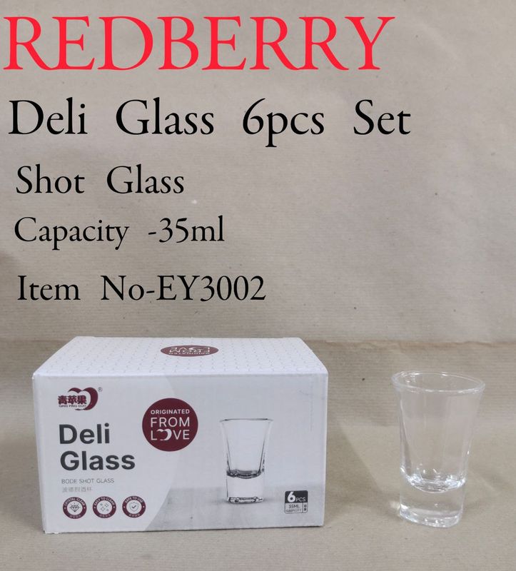 Deli Shot Glass -Clear Glass set of 6 #EY 3002