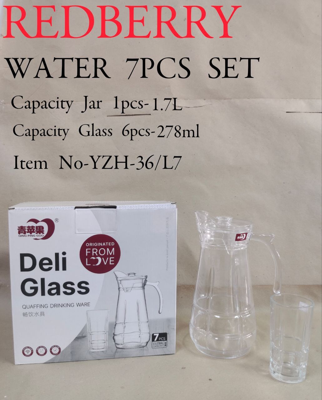 Deli water jug 1.7Ltrs 7pc Water  #YZH 36-7