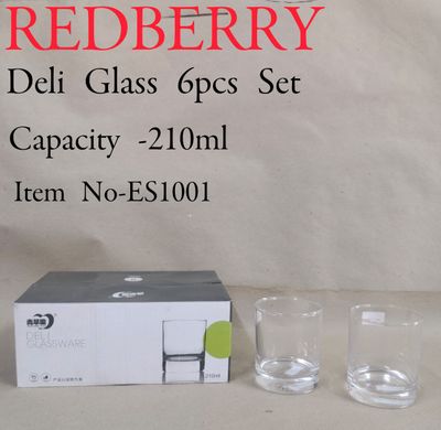 Deli water Glass 210ml 6pc set #ES1001