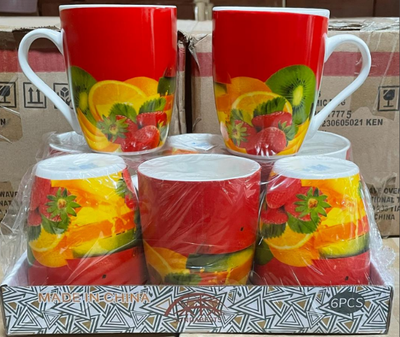 6-Piece Ceramic Mug Set | Vibrant Fruit Design (11334)