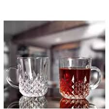 Deli 6-Piece Diamond Cut Glass Mugs 240ml (5326)