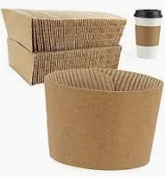 Brown Corrugated Paper Cup Sleeves | 12 oz | Pack of 25 (TTP425P-12OZ)