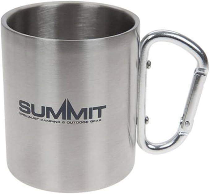 Summit 300ml Stainless Steel Mug - Double Wall Carabineer Handled (SUM10042)