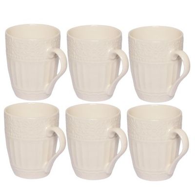 Sundabest 6 Pcs Classy White Tea Mugs (8887)