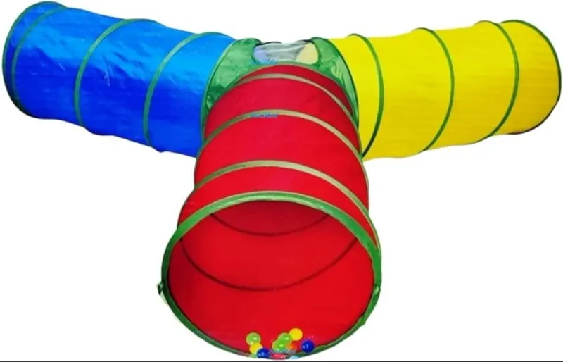 Multicolor Kids Play Pop Up Tunnel, 3 way size 90cm long 60cm dia #60557-60