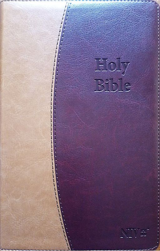 NIV Luxury Duo Tone PU Bible - Brown/Tan