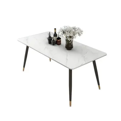 Modern Marble Dining Table with Gold Legs - 1.4m