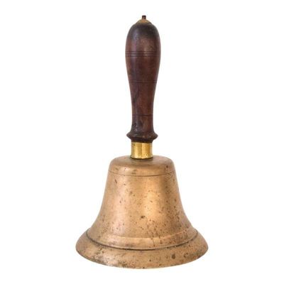 Solid brass bell wooden handle dia 11cm height 19cm (B188-BELL)