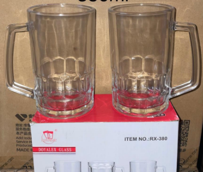 Deli 6-Piece Glass Beer Mugs - Classic Design, 380ml (16962)