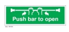 LLE118 Push Bar to Open Emergency Door Sign, Green Color, 150x450mm, Luminous