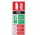 LGE203 CO2 Fire Extinguisher Instruction Sign, 80x200mm, Luminous