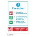 LGE218 Fire Action 3 Instructions, Break Glass Sign, 200x300mm, Luminous
